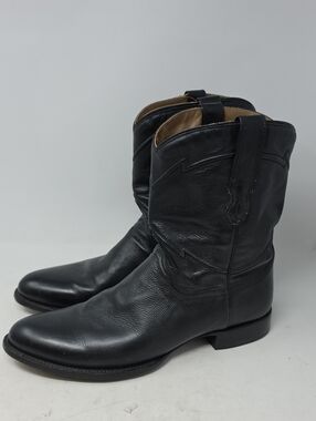 Cuero Men's Black Leather Cowboy Boots with Classic Western Stitching Size 13